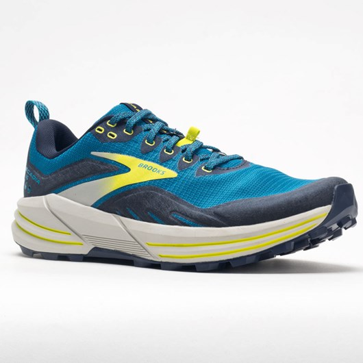 Mykonos Blue / Peacoat / Lime Orthofeet Brooks Cascadia 16 Men's Trail Running Shoes | KZQPY9738