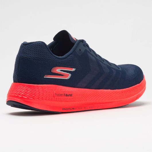 Navy / Coral Orthofeet Skechers GOrun Razor+ Men's Running Shoes | ZYSCT1206