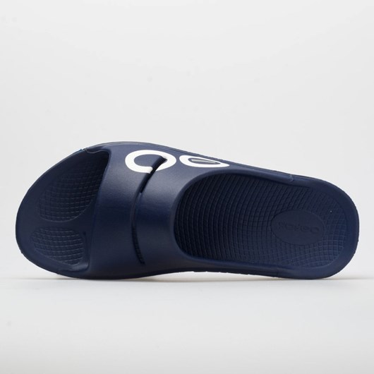 Navy / Navy Orthofeet OOFOS OOahh Sport Men's Slide Sandals | YVMUI2107