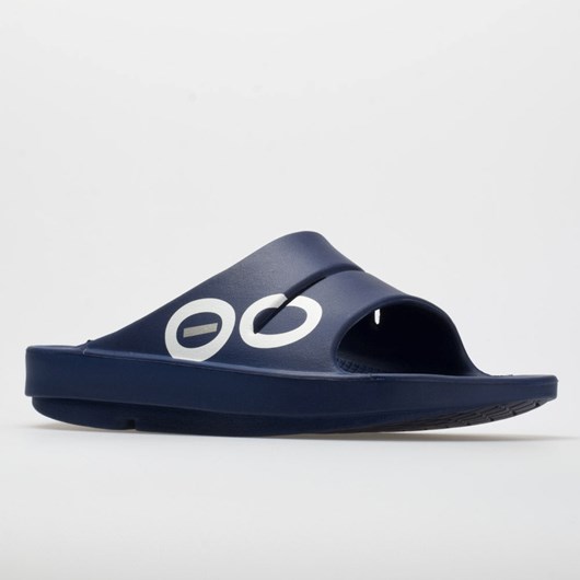 Navy / Navy Orthofeet OOFOS OOahh Sport Men's Slide Sandals | YVMUI2107