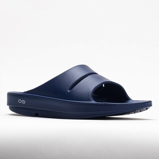 Navy Orthofeet OOFOS OOahh Men's Slide Sandals | EDTIX2641