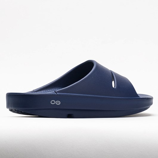 Navy Orthofeet OOFOS OOahh Men's Slide Sandals | EDTIX2641