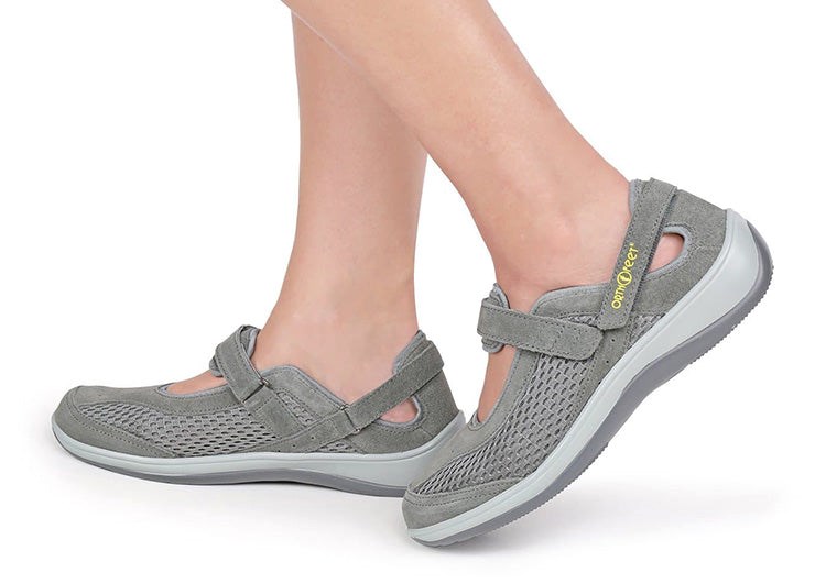 Olive Gray Orthofeet Orthotic Women's Mary Jane Shoes | WTEPM3578