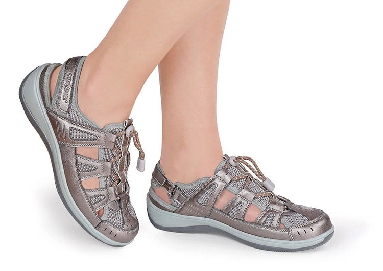 Pewter Orthofeet Plantar Fasciitis Arch Support Women's Sandals | YEZMQ6813