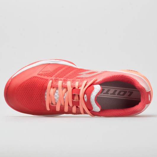 Red Fluo / All White / Vivid Rose Orthofeet Lotto Mirage 300 II Speed Women's Tennis Shoes | OKZIR7392