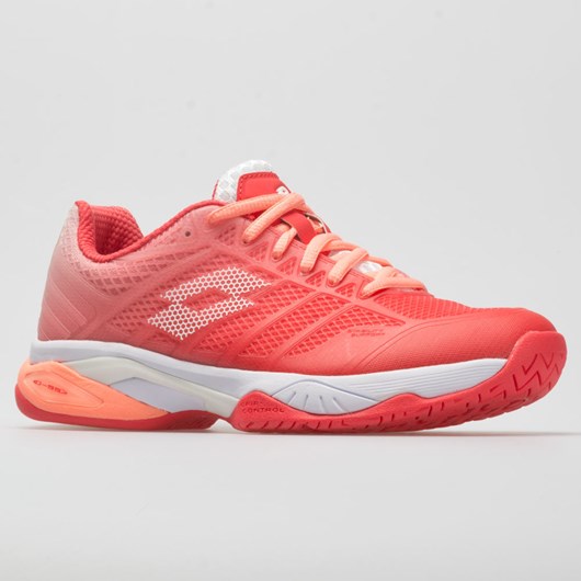 Red Fluo / All White / Vivid Rose Orthofeet Lotto Mirage 300 II Speed Women's Tennis Shoes | OKZIR7392