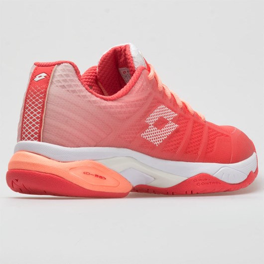 Red Fluo / All White / Vivid Rose Orthofeet Lotto Mirage 300 II Speed Women's Tennis Shoes | OKZIR7392