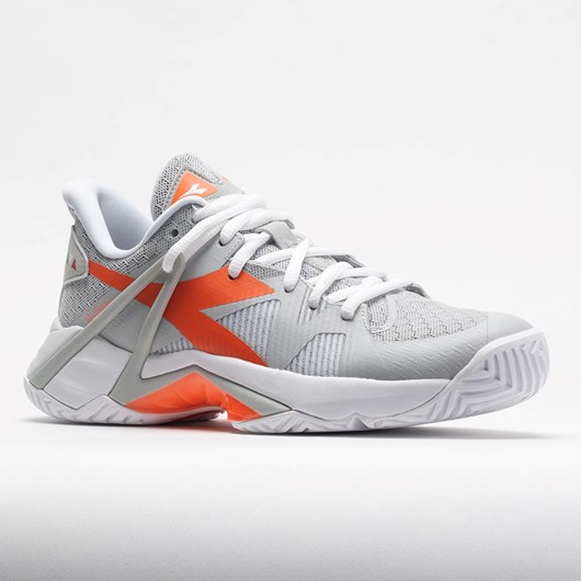 Silver / Vermillion Orange Orthofeet Diadora B.Icon AG Women's Tennis Shoes | RWMVX1753