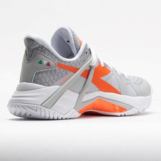 Silver / Vermillion Orange Orthofeet Diadora B.Icon AG Women's Tennis Shoes | RWMVX1753