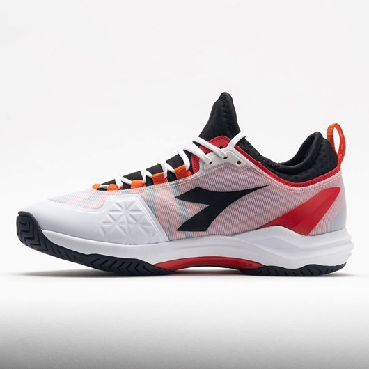 White / Black / Fiery Red Orthofeet Diadora Speed Blushield Fly AG Men's Tennis Shoes | ENDKS1806