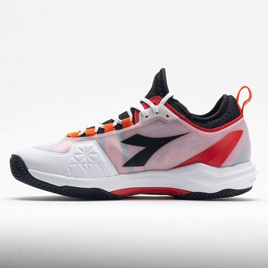 White / Black / Fiery Red Orthofeet Diadora Speed Blushield Fly Clay Men's Tennis Shoes | HOCTU9675