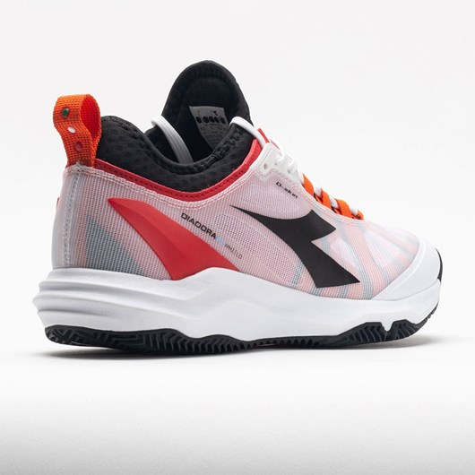 White / Black / Fiery Red Orthofeet Diadora Speed Blushield Fly Clay Men's Tennis Shoes | HOCTU9675