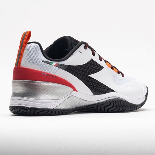 White / Black / Fiery Red Orthofeet Diadora Blushield Torneo AG Men's Tennis Shoes | YAEQJ7286