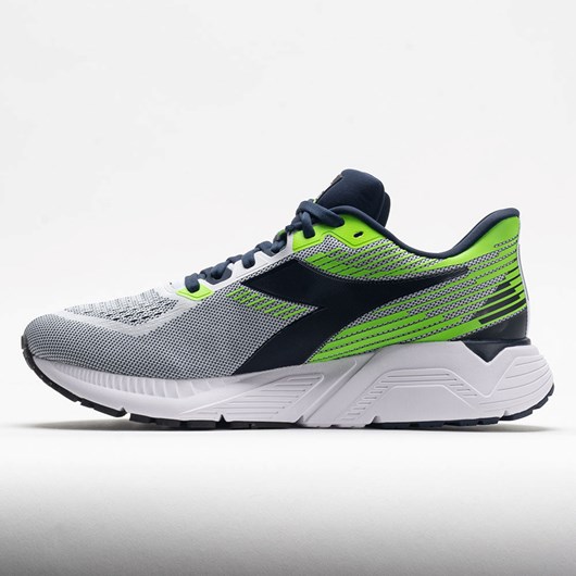 White / Black Iris / Neon Mint Orthofeet Diadora Mythos Blushield Vigore Men's Running Shoes | DSFEQ1073