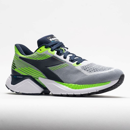 White / Black Iris / Neon Mint Orthofeet Diadora Mythos Blushield Vigore Men's Running Shoes | DSFEQ1073