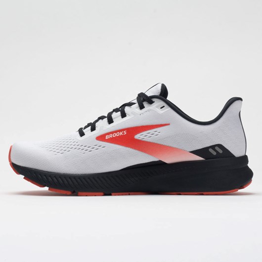 White / Black / Red Clay Orthofeet Brooks Launch 8 Men's Running Shoes | HFJUR2095