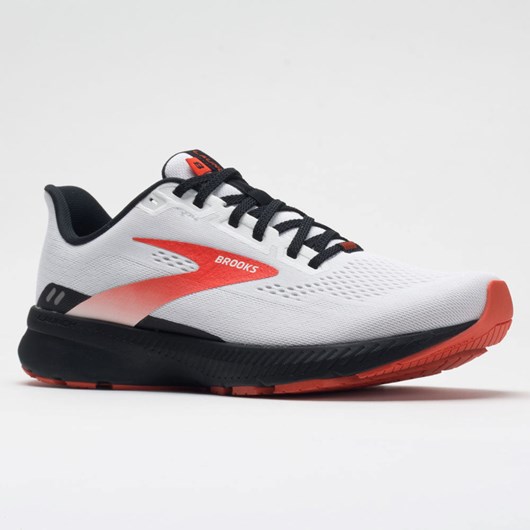 White / Black / Red Clay Orthofeet Brooks Launch 8 Men's Running Shoes | HFJUR2095