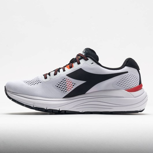 White / Black / Vermillion Orange Orthofeet Diadora Mythos Blushield Vortice 7 Men's Running Shoes | UCBPE1536