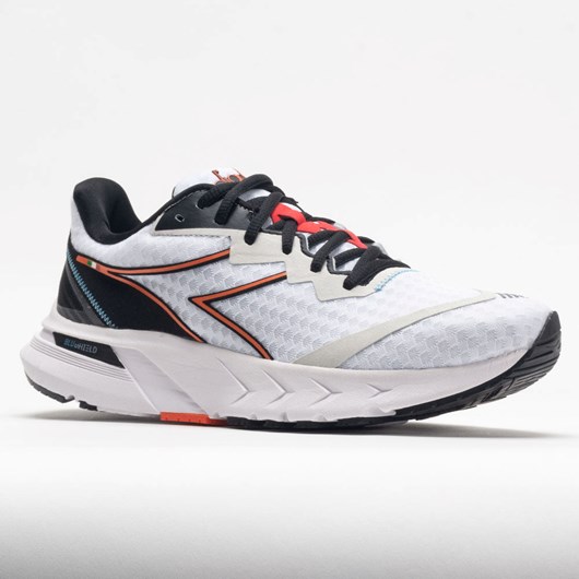 White / Black / Vermillion Orange Orthofeet Diadora Mythos Blushield Volo 2 Men's Running Shoes | VPDZA6190