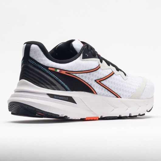 White / Black / Vermillion Orange Orthofeet Diadora Mythos Blushield Volo 2 Men's Running Shoes | VPDZA6190