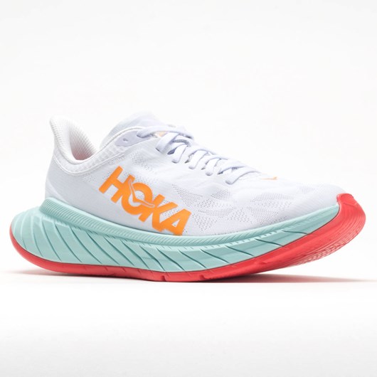 White / Blazing Orange Orthofeet Hoka One One Carbon X 2 Women's Running Shoes | MXFJP7698