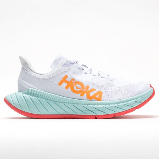 White / Blazing Orange Orthofeet Hoka One One Carbon X 2 Women\'s Running Shoes | MXFJP7698