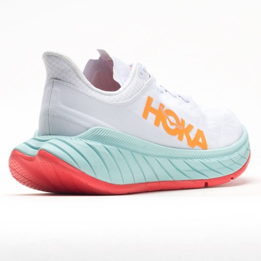 White / Blazing Orange Orthofeet Hoka One One Carbon X 2 Men's Running Shoes | WCNXO7034