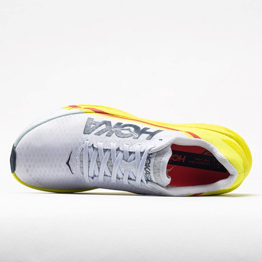 White / Evening Primrose Orthofeet Hoka One One Rocket X Men's Running Shoes | OBIEZ1970