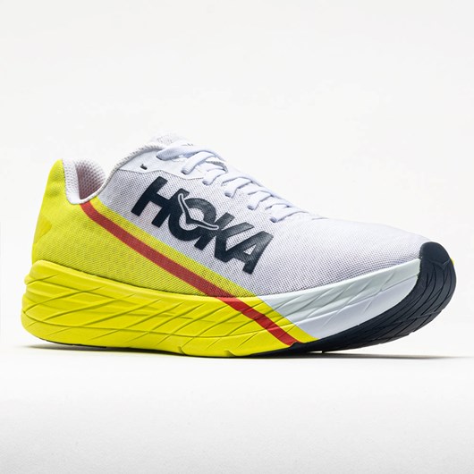 White / Evening Primrose Orthofeet Hoka One One Rocket X Men's Running Shoes | OBIEZ1970