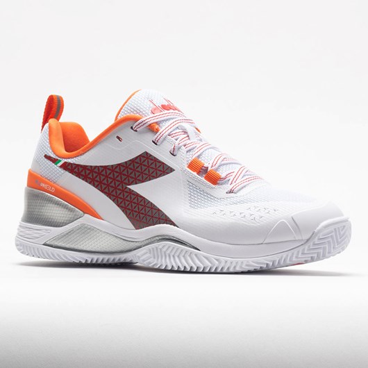 White / Fiery Red Orthofeet Diadora Blushield Torneo Clay Women's Tennis Shoes | MDLRQ7059