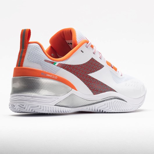 White / Fiery Red Orthofeet Diadora Blushield Torneo Clay Women's Tennis Shoes | MDLRQ7059