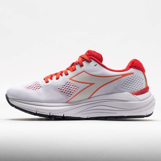 White / Fiery Red Orthofeet Diadora Mythos Blushield Vortice 7 Women's Running Shoes | GQOZN9258