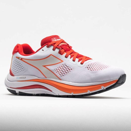 White / Fiery Red Orthofeet Diadora Mythos Blushield Vortice 7 Women's Running Shoes | GQOZN9258