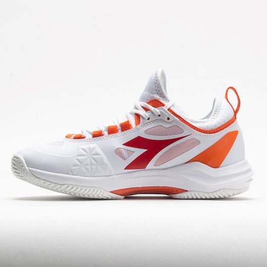 White / Fiery Red Orthofeet Diadora Speed Blushield Fly Clay Women's Tennis Shoes | LCJMT8542