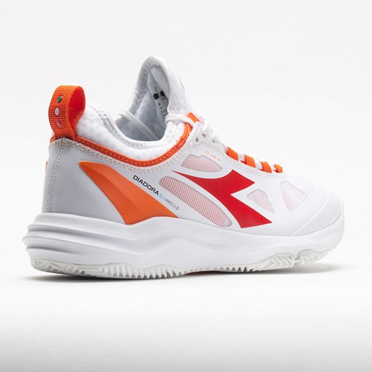 White / Fiery Red Orthofeet Diadora Speed Blushield Fly Clay Women's Tennis Shoes | LCJMT8542