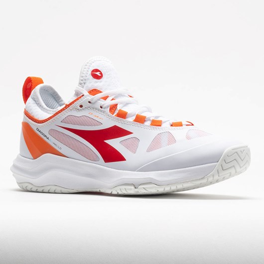 White / Fiery Red Orthofeet Diadora Speed Blushield Fly AG Women's Tennis Shoes | MZFXA6251