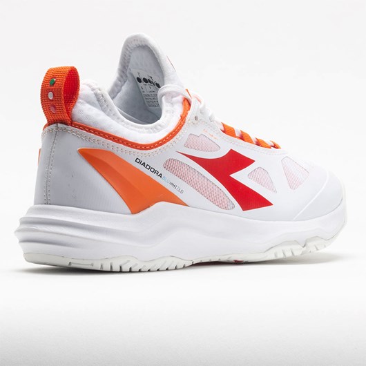 White / Fiery Red Orthofeet Diadora Speed Blushield Fly AG Women's Tennis Shoes | MZFXA6251