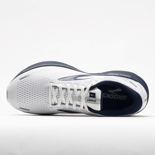 White / Gray / Navy Orthofeet Brooks Ghost 14 Men's Running Shoes | FKQRZ1950