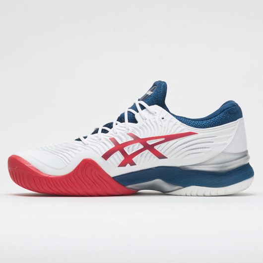 White / Mako Blue Orthofeet ASICS Court FF 2 Men's Tennis Shoes | JUOMB4857