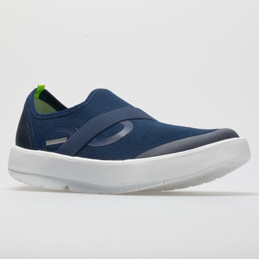 White / Navy Orthofeet OOFOS OOmg Low Men's Walking Shoes | RGTIZ2831