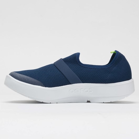 White / Navy Orthofeet OOFOS OOmg Low Women's Walking Shoes | QMAJR2689