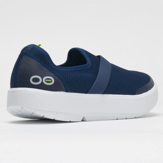 White / Navy Orthofeet OOFOS OOmg Low Women's Walking Shoes | QMAJR2689