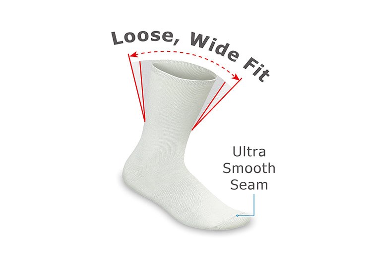 White Orthofeet Diabetic Bamboo White Crew Unisex Socks | MKDYX8759