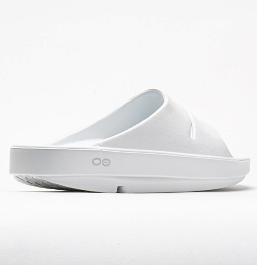 White Orthofeet OOFOS OOahh Luxe Women's Slide Sandals | LFKZB7198