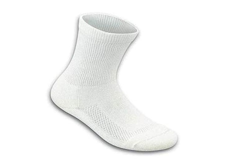 White Orthofeet Padded Sole Crew Bamboo Diabetic  Unisex Socks | MKCHA7391