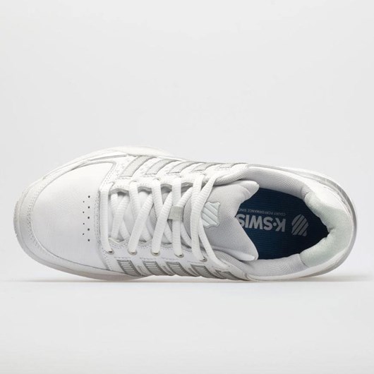 White / Silver / Glacier Gray Orthofeet K-Swiss Hypercourt Express Leather Women's Tennis Shoes | SCOEH8061