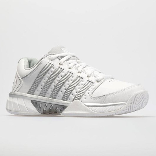 White / Silver / Glacier Gray Orthofeet K-Swiss Hypercourt Express Leather Women's Tennis Shoes | SCOEH8061