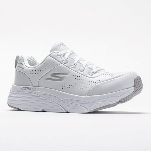 White / Silver Orthofeet Skechers Max Cushioning Elite Women's Walking Shoes | XJMRQ2385