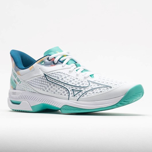 White / Turquoise Orthofeet Mizuno Wave Exceed Tour 5 AC Women's Tennis Shoes | UBGIN2517