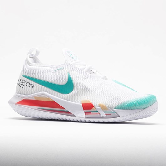 White / Washed Teal / Habanero Red Orthofeet Nike React Vapor NXT Women's Tennis Shoes | BCNZT2170